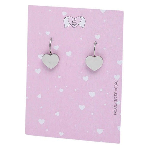 Salve Regina Surgical Steel Heart-Shaped Dangle Earrings 0