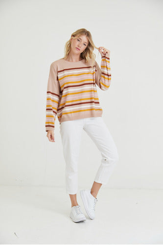 Colorful Striped Round Neck Sweater by Nano #SW2408 2