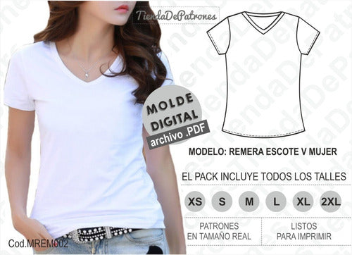 Universo Imprimible Molde Imprimible Remera Escote V Mujer Talles Del Xs Al 2xl 1