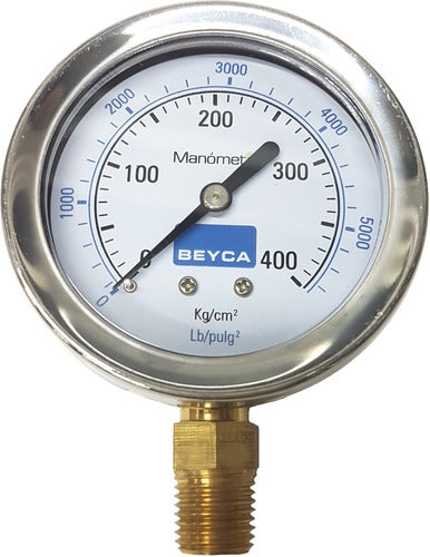 Beyca Manometer Para Gas 100mm 1/2 Inf. 400kg Hermetico 0