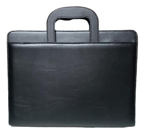 Office Folder Briefcase in Faux Leather with Zipper and Foldable Handle 0