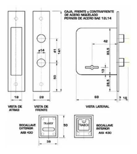 Trabex 5105 Deadbolt with Two Keys Bguemes 2