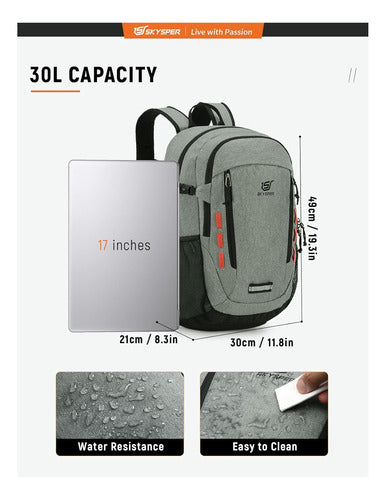 Mochila Para Senderismo 30l Ligera Ergonomica Gris Skysper 2