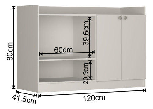 Homeshop Multi-Purpose Kitchen Microwave Cabinet with 2 Doors 3