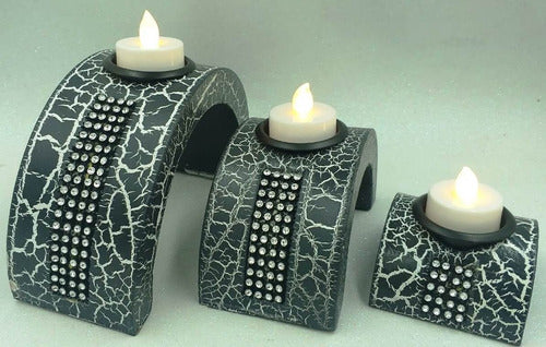 3 Un   Porta Velas Castiçal  +  3 Velas De Led + 9 Baterias 1