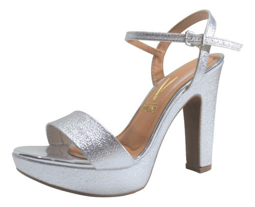 Vizzano Women's Gold and Silver Platform High Heel Sandals 9