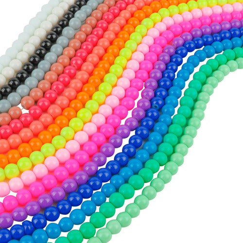 Assorted 6mm Opaque Glass Pearls Jewelry Souvenir x 5 Strips 0