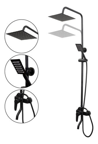 Columna Ducha Externa Con Transferencia Monocomando Negra 0