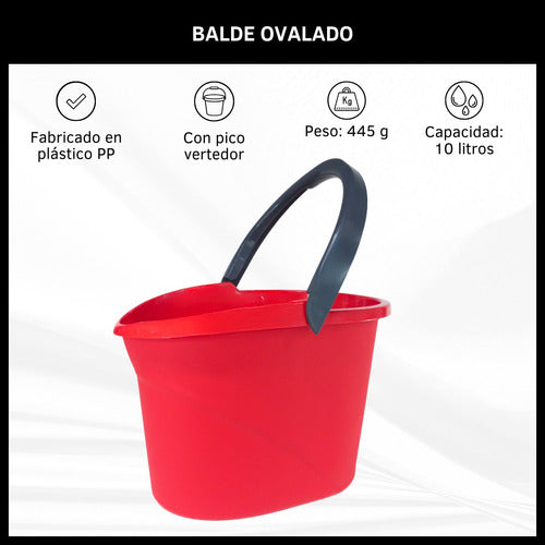 Colombraro Oval Plastic Bucket 10 Liters Red Art. 120 1