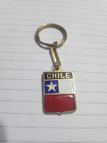 Llavero Antiguo Esmaltado Chile Bandera 0