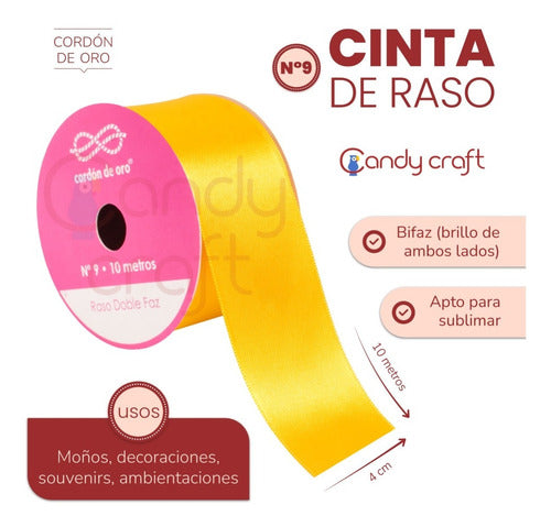 Cordón de Oro Cinta Raso N9 - 4cm - Cordon De Oro X 10 Metres - Stock 1