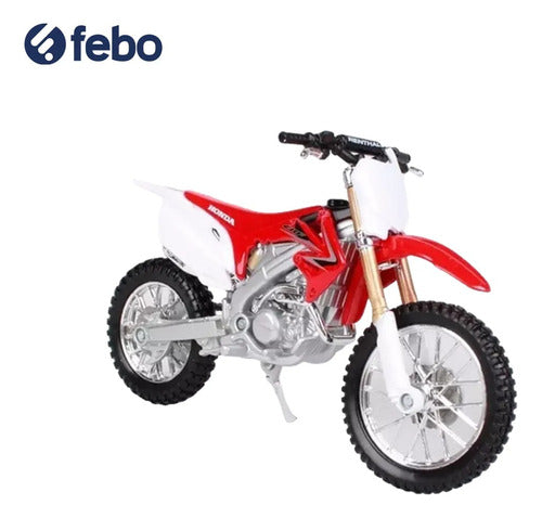 Moto Colección Maisto Honda Crf 1/18 Roja Y Blanca Febo 1