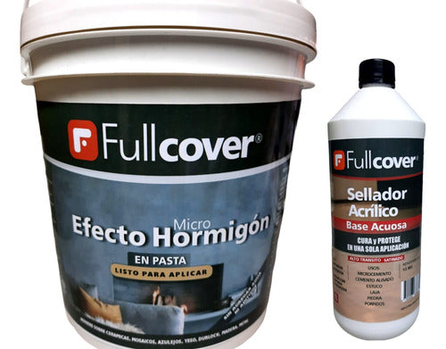 Fullcover Efecto Hormigón 5 M2 Revestimiento + Sellador 1lt 0