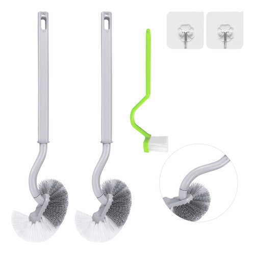 WOBEVB 2 Curved Toilet Brushes Without Holder for Cleaning P 0