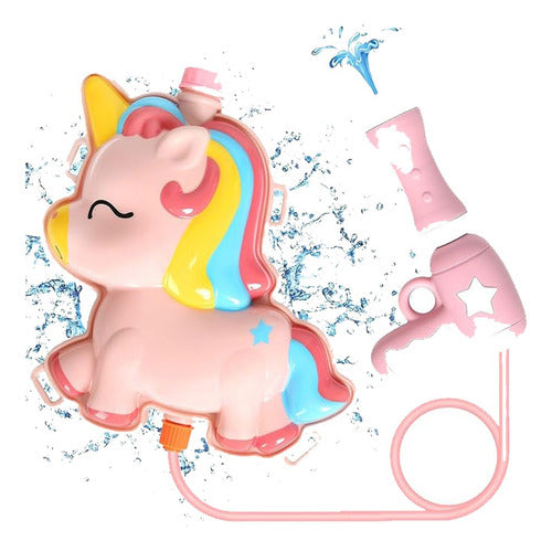 Mochila De Agua Muñeco Unicornio Con Pistola 1