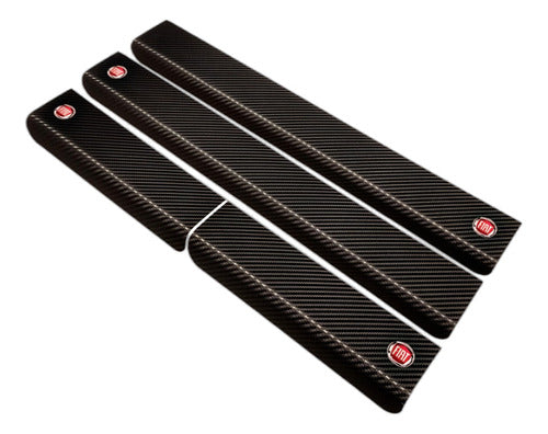 Carbon Fiber Fiat Argo Logo Resin Coated Sill Covers 1