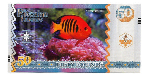 Fk Billete Isla Pitcairn 50 Dolares 2018 Inusual Pez. 1