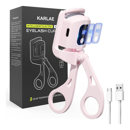 Karlae Heated Eyelash Curler With 3 Heating Modes, Usb Rechargeable Eye Lash Curler For Long-lasting Curl, Quick Heating And Temperature Display Electric Eyelash Curler (Pink) 0