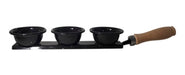 Lozafer Triple Enamelled Dip Bowl with Wooden Handle for Sauces - 3 Cavities 0