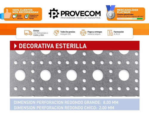 Provecom Chapa Perforada Esterilla | Hoja 1000 X 2000 X 0,9 Mm 1