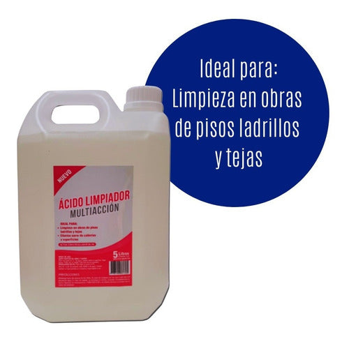 Pack 3 Limpiador Acido Muriatico Piscina 5l + Kit Vulcano Ph 6