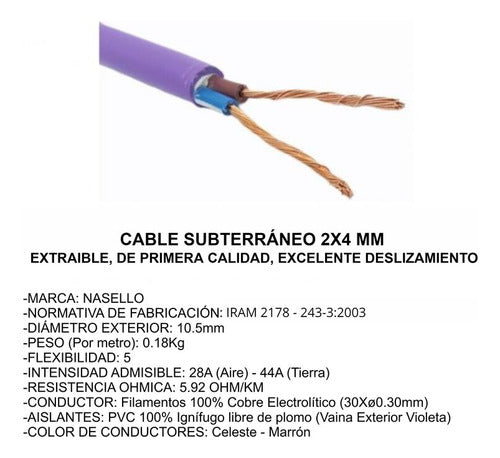 CONDUELEC Cable Subterraneo Exterior 2x4 Mm X 15 Metros Electro Cable 2