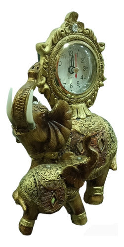 Elephant Clock with Calf Resin 1