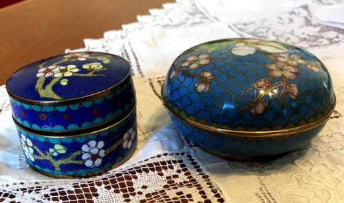 Cloisonne China: Oriental Technical Box Lot X2 Antique Year 1904 1