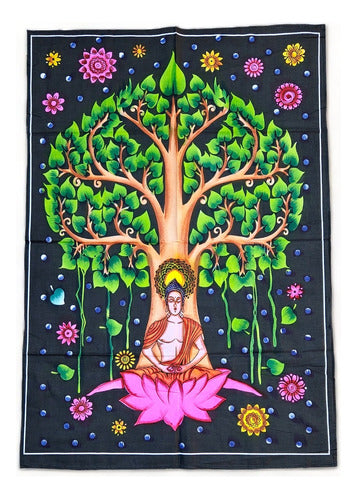 Mundo Hindú Hindu Tapestry with Image of Ganesh, Saraswati, and Lakshmi 5