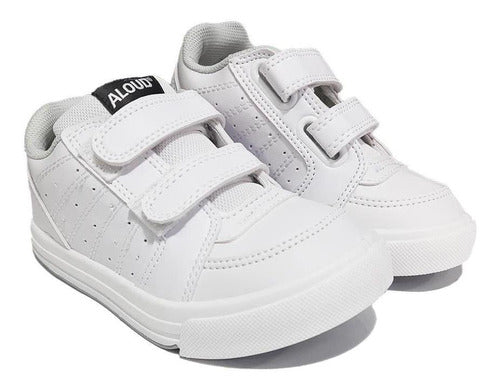 Aloud Kids Sneakers - Velcro School Shoes White 3