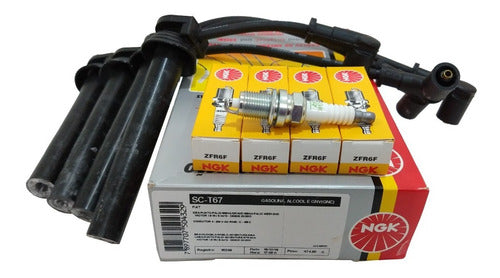 NGK Spark Plug and Cable Kit for Fiat Punto 1.6 16V E-torq ZFR6F 0