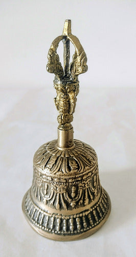 Campana De Mano Tibetana De Bronce Labrado 4