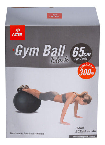 Bola De Pilates Ginastica Gym Ball T9 65cm Preta Acte Sports 7