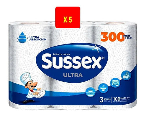 Sussex Ultra Kitchen Roll 3 x 100 Sheets - Bulk Bag 0