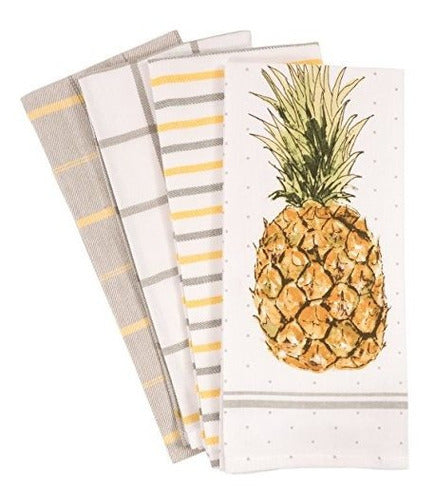 KASVER URUGUAY Pantry Pineapple Kitchen Dish Towel Set of 4 0