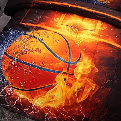 Btargot Twin Basketball And Fire Quilt Set 3