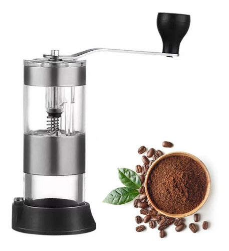 Manual Coffee Grinder Stainless Steel and Glass Coffee Bean Grinder 0