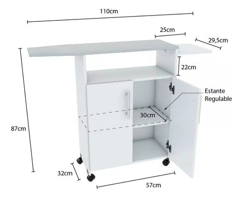 Centro Estant Mueble Tabla De Planchar Organizador De Planchado Loft Hogar 1