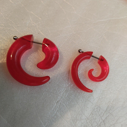 Acrylic Steel Spiral Fake Expander Horn Earrings Piercing 3-4 cm 53
