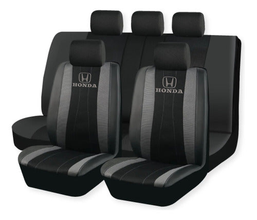 Dunlop Premium Fabric and Eco-Leather Seat Cover Set + Steering Wheel Cover + Valve Caps 1