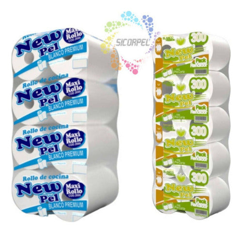 Kitchen Roll Pack of 8 + Toilet Paper 10 Rolls x 300m 0