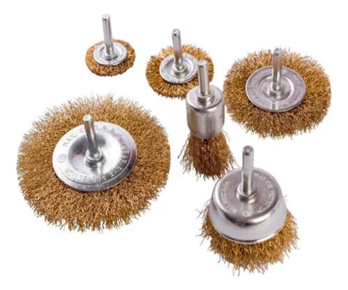 Tigerlion Set of 6 Steel Brushes for Drill - Flat & Cup 0