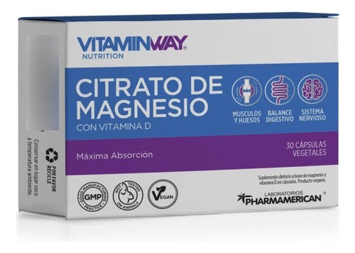 Magnesium Citrate - Nervous System & Digestive Balance Support - 30 Capsules 0