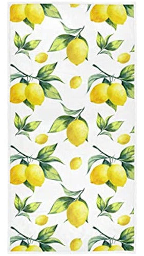 Cooldeer Yellow Lemon Leaves Hand Towels 0