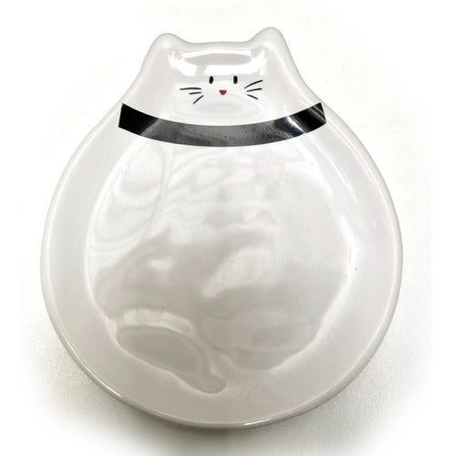 Acabajo Deco Plato Con Forma De Gato (blanco) 2