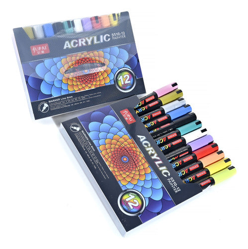 JUPAI Set of 12 Acrylic Paint Markers - Goldin Papeleria 0