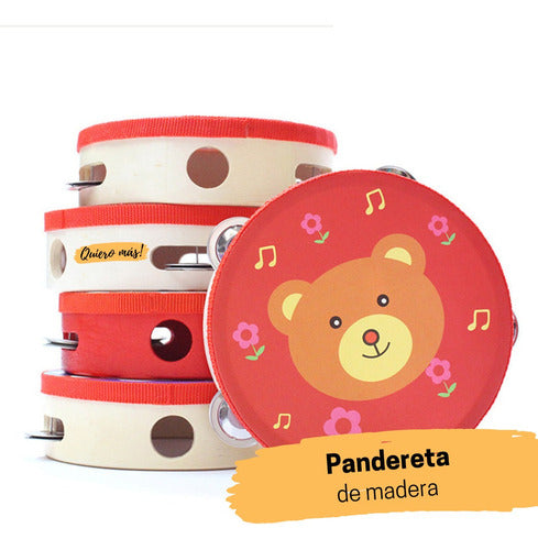 Cubeta Pandereta Infantil De Madera - Didáctico Estimulación 0