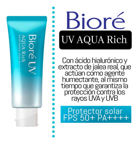 Protector Solar Fps50+ Aqua Rich Bioreuv 70g Japones 2