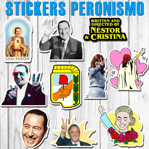 Stickarte_arg Peronismo Stickers Set - Evita, CFK, Nestor (30 Units) 4x4 cm PVC 2