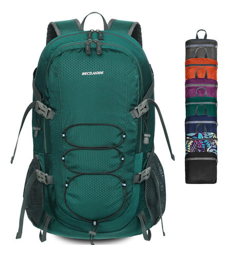 BECOJADDE Lightweight 40L Folding Compact Trekking Backpack Green 0